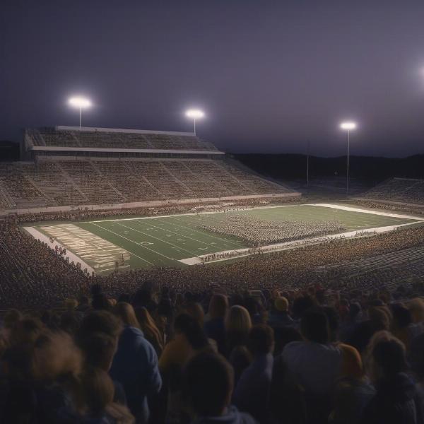 High School Football Game Spectators in Stadium