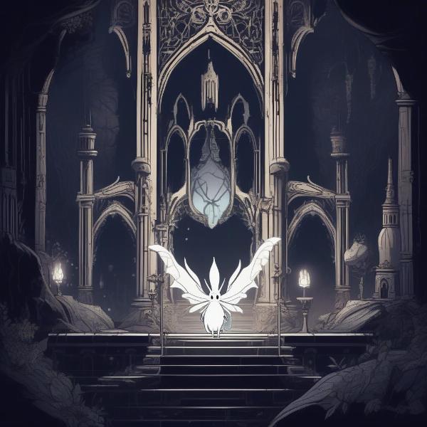 Hollow Knight gameplay image showing the knight in an atmospheric environment