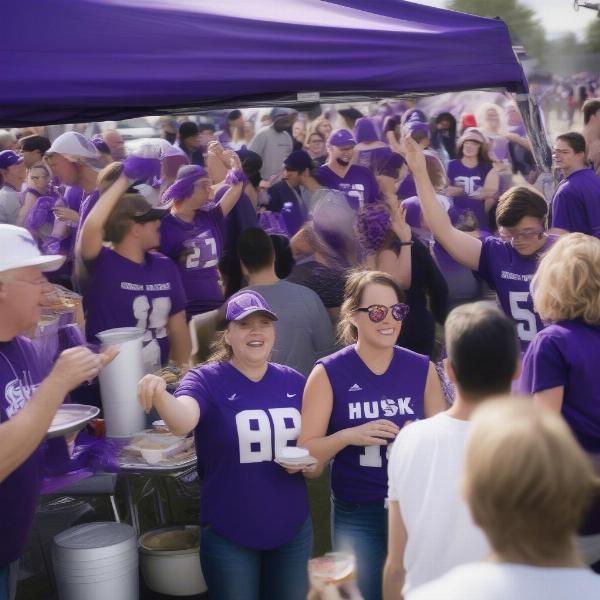 Husky Fans Tailgating in Purple