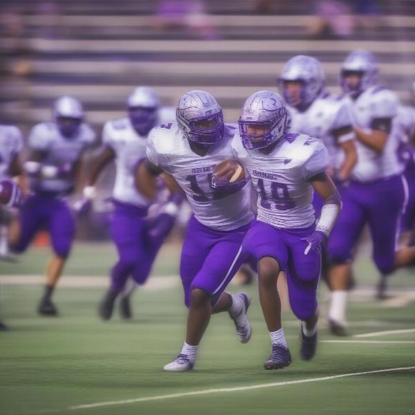 Husky Players on Field Purple Out