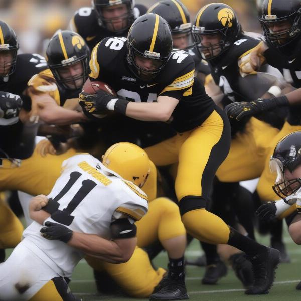 iowa football players game action