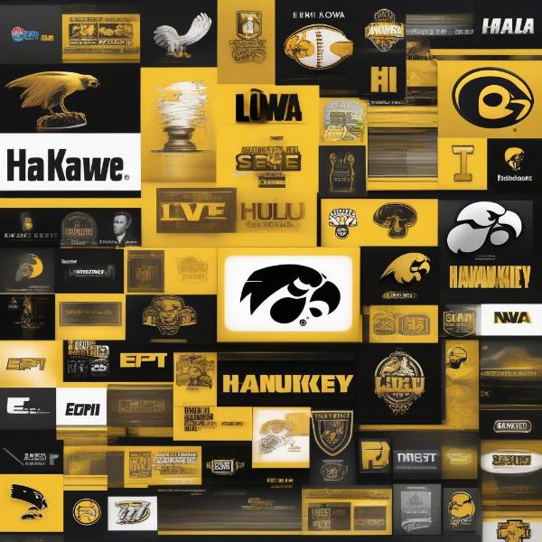 Iowa Hawkeyes football streaming options, showing various logos of services