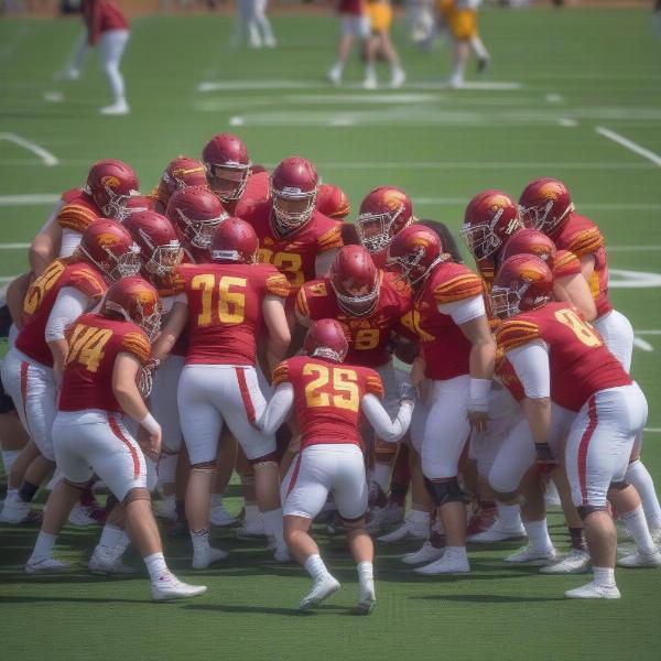 iowa state football team huddle
