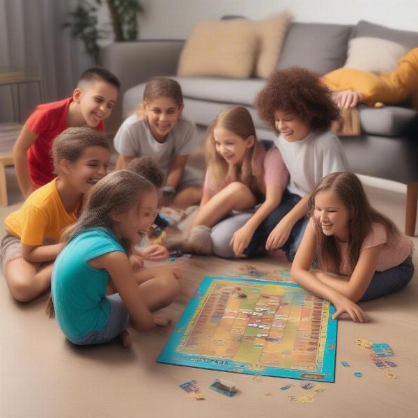 kids playing a board game