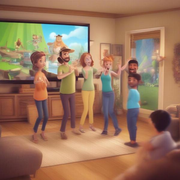 Kinect Adventures on Xbox 360, showcasing family-friendly motion-based gameplay with joyful character interactions