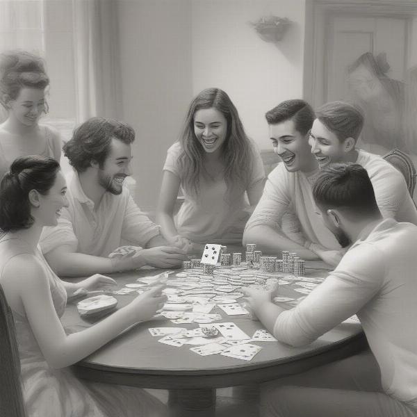 group playing kings drinking game