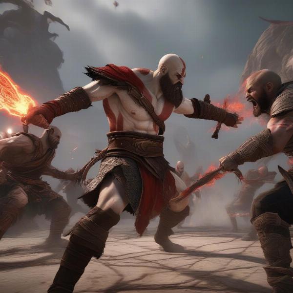 kratos using blades in combat