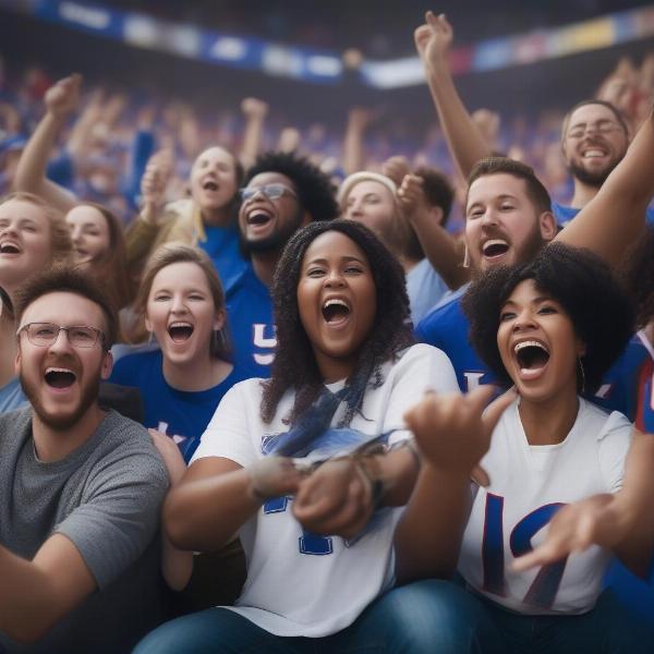 fans watching ku football game on tv