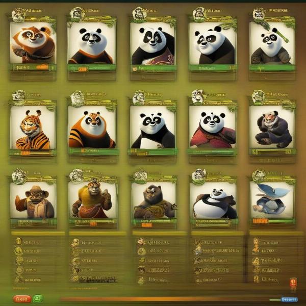 Kung Fu Panda Xbox game character select screen showing Po and Furious Five