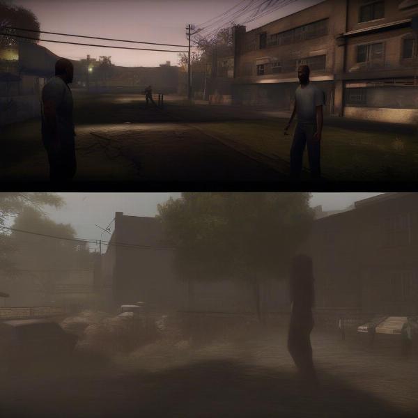 Comparison image showing Left 4 Dead 2 on Xbox 360 alongside modern zombie game, highlighting graphical and gameplay differences