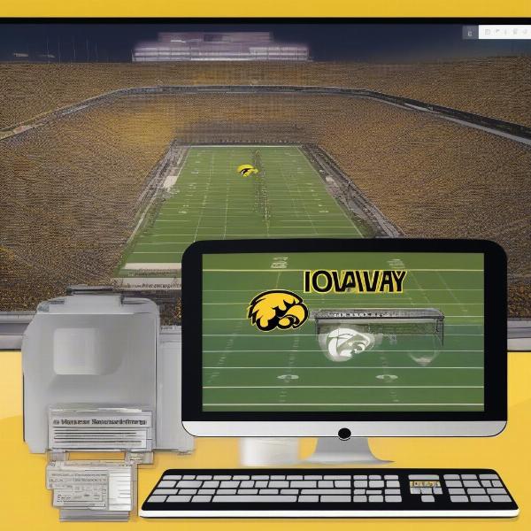 A graphic illustrating legal ways to watch Iowa Hawkeyes football games online