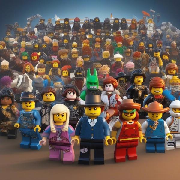 A collage showing multiple Lego game characters engaging in online multiplayer action