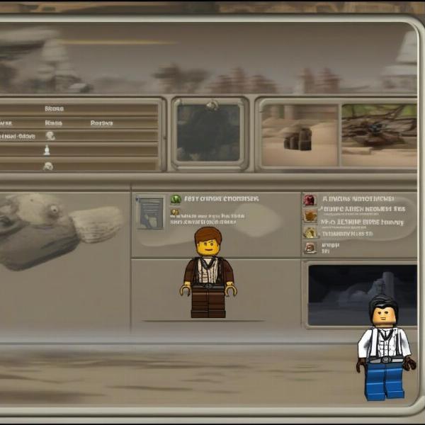 A close-up screenshot of a Lego Star Wars DS game action scene