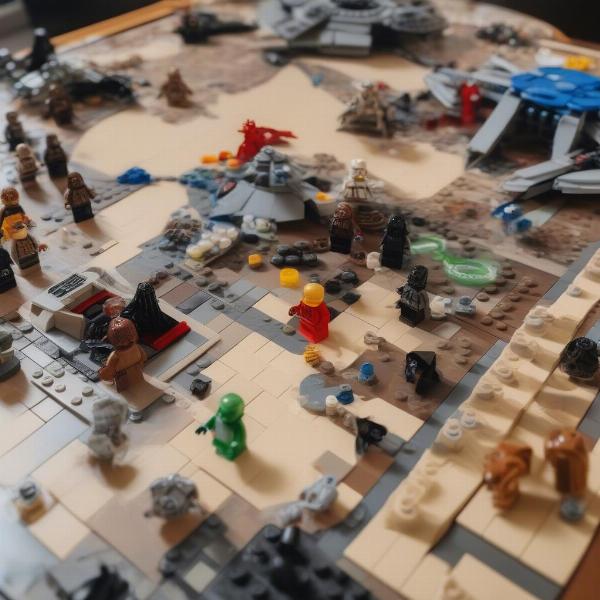 lego star wars board game showing battle scene