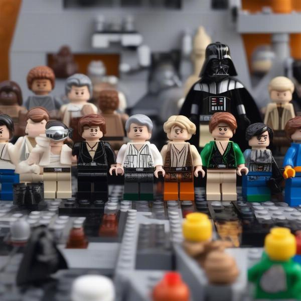 Lego Star Wars iconic characters rendered in brick form