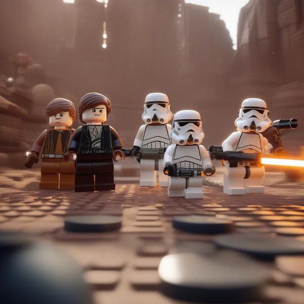 Intense battle scene from Lego Star Wars on PS4