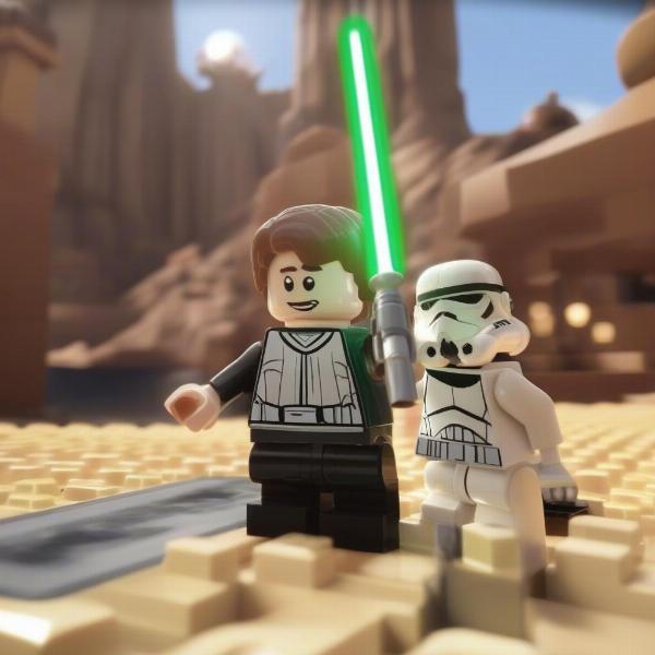 lego star wars xbox game in action