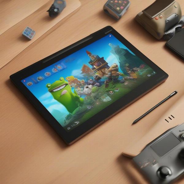 Lenovo device displaying a mobile game in landscape mode with full screen, highlighting game optimization
