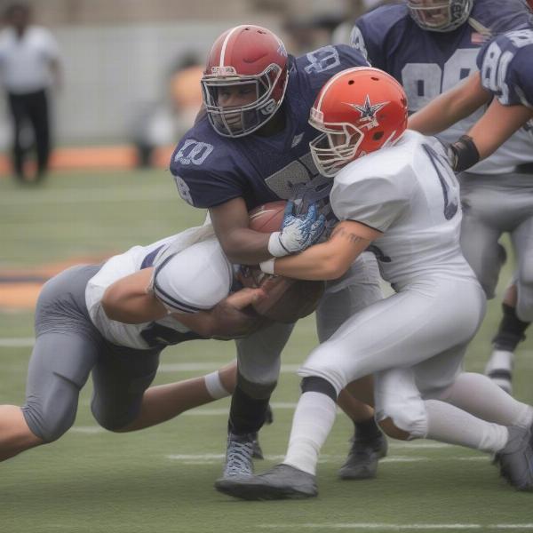 linebacker tackling runner