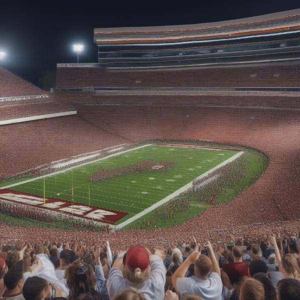 Crowd Cheering at Live College Football Game
