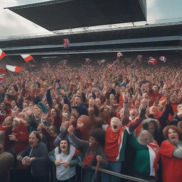 london football match fans waiting for game