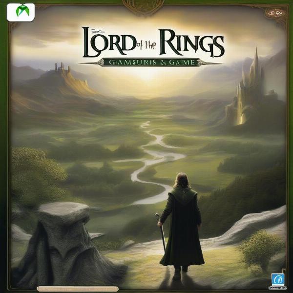Lord of the Rings Xbox game cover art, featuring iconic characters from the series
