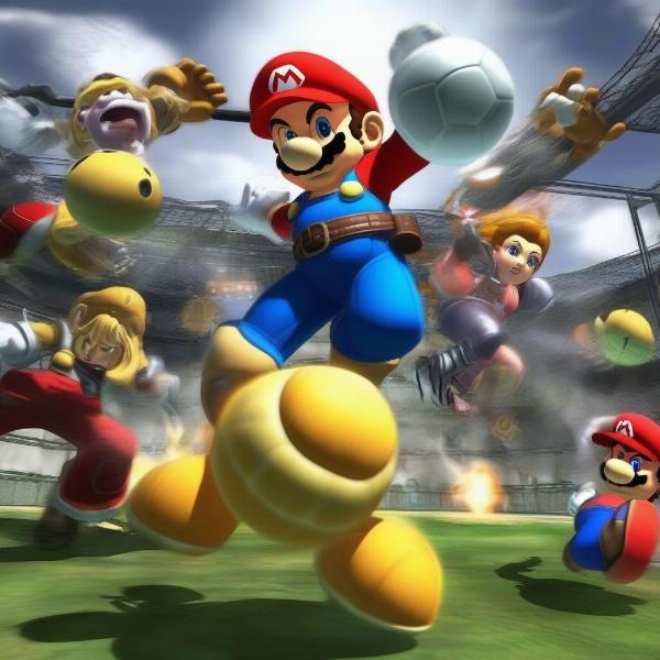 mario strikers charged gameplay featuring daisy