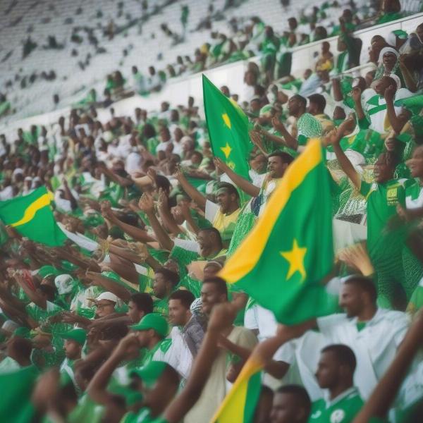 Mauritania national team fans cheering in the stands