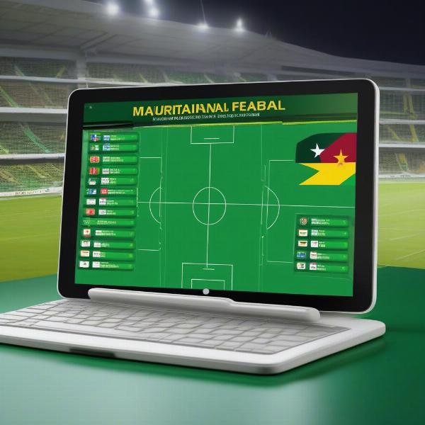 Mauritania national team upcoming match schedule displayed on a tablet