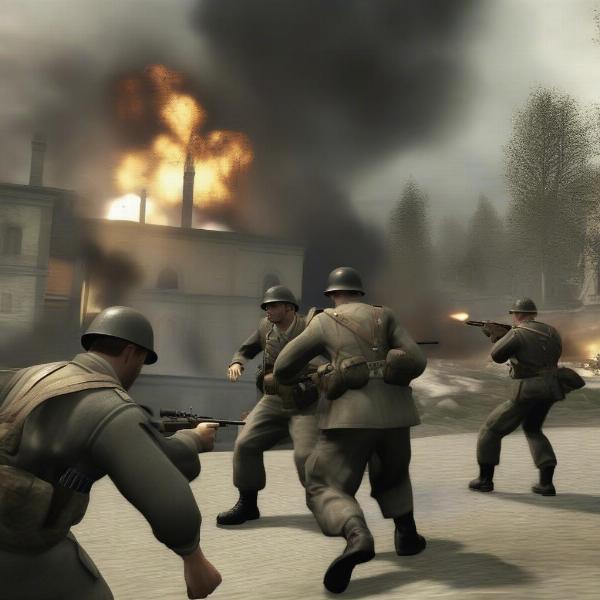 medal of honor frontline gameplay showing intense ww2 combat on ps2