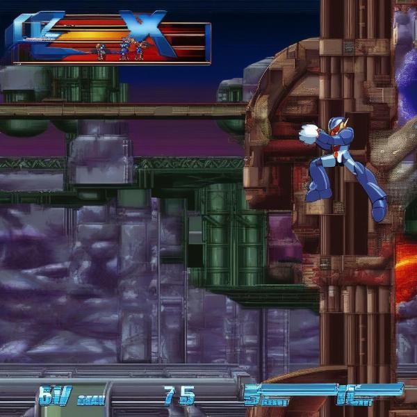 Mega Man X2 gameplay showing X dashing