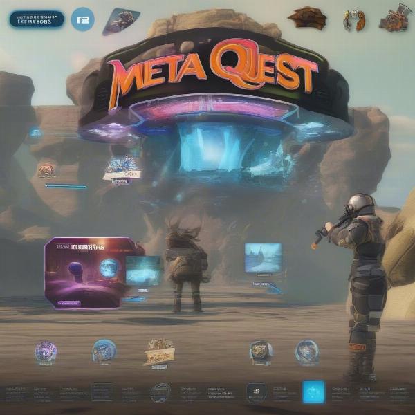 Meta Quest 2 screen showing a selection of free vr games for exploration