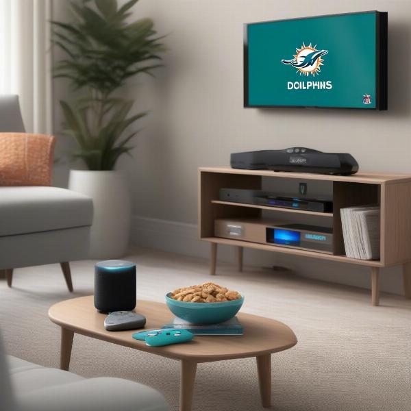 Miami Dolphins game being streamed on Smart TV via streaming device