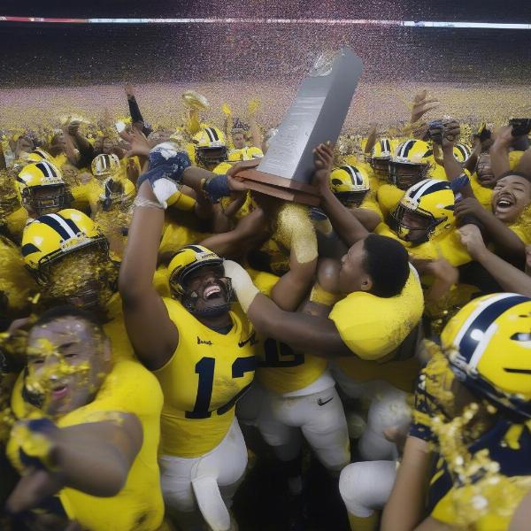 michigan football team celebrates sugar bowl victory