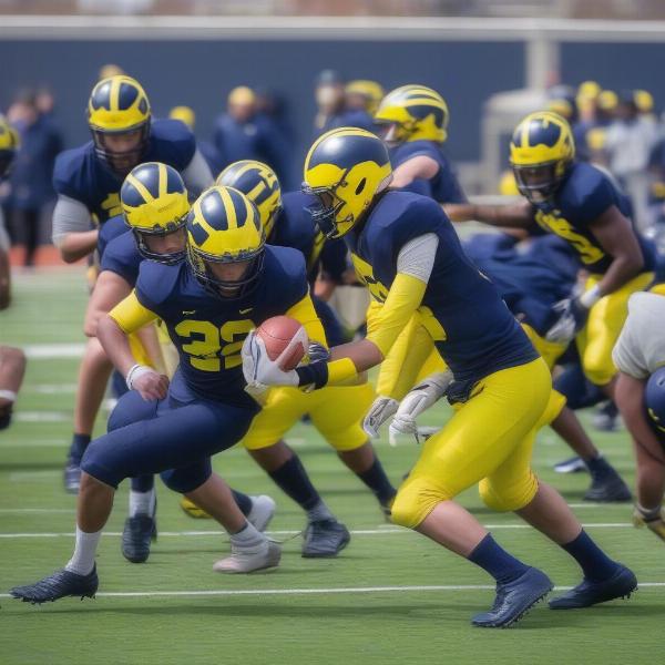 Players in action during the Michigan Spring Game