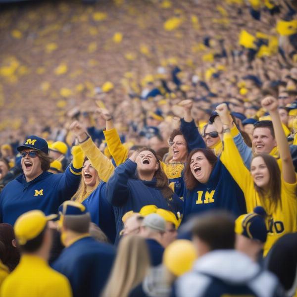 Michigan stadium lively game day atmosphere with fans