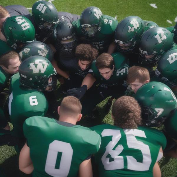 millard west football team huddle teamwork