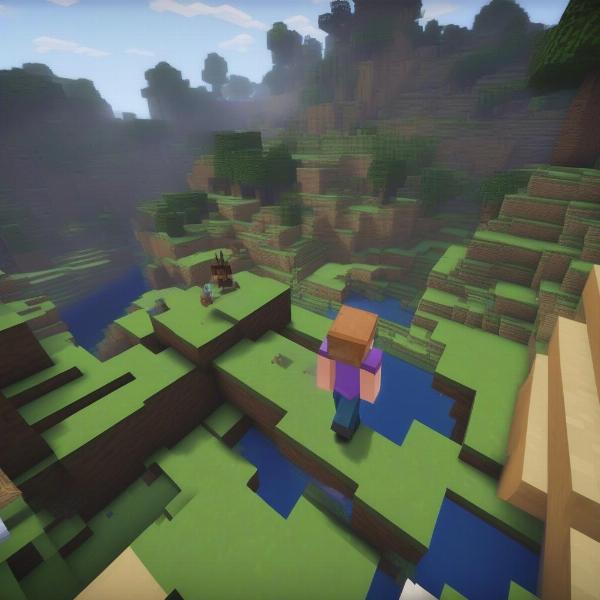 minecraft open world exploration showcasing character moving with mouse and keyboard