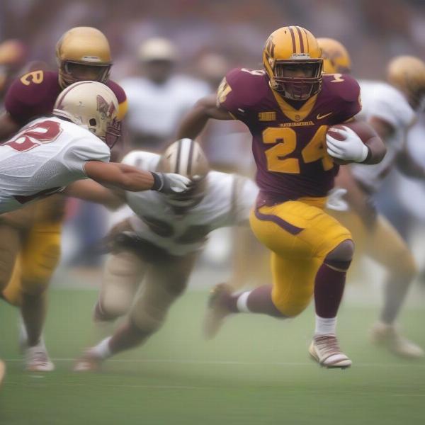 minnesota running back gaining yards with power and determination