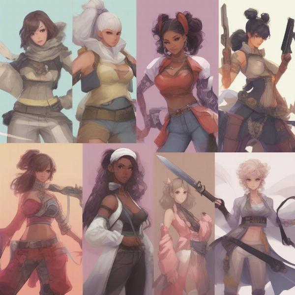 a collection of anime female characters from different mobile games
