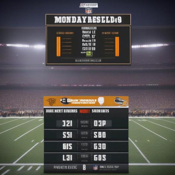 Monday Night Football results showing the winning team and the final score