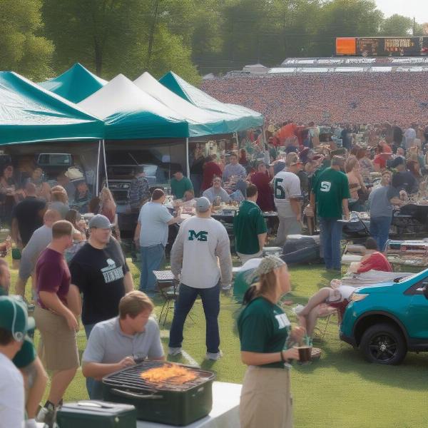 MSU Football Game Day Tailgating Scene