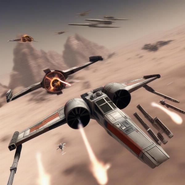 n64 star wars rogue squadron gameplay showing a starfighter in a dogfight