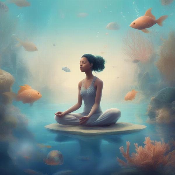 Nautolan meditating peacefully underwater in a serene location