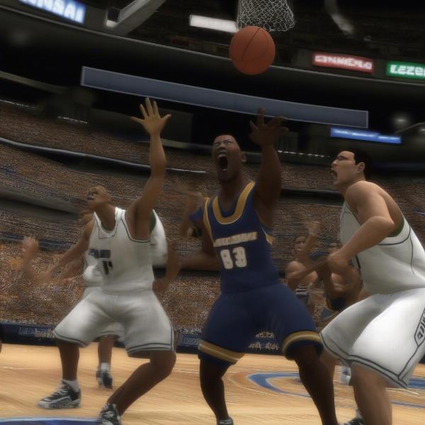 ncaa basketball xbox 360 game showing multiple players in action during a basketball game