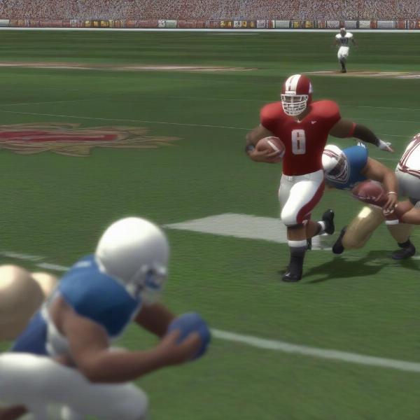 NCAA Football 2014 gameplay on Xbox 360 showing a running play