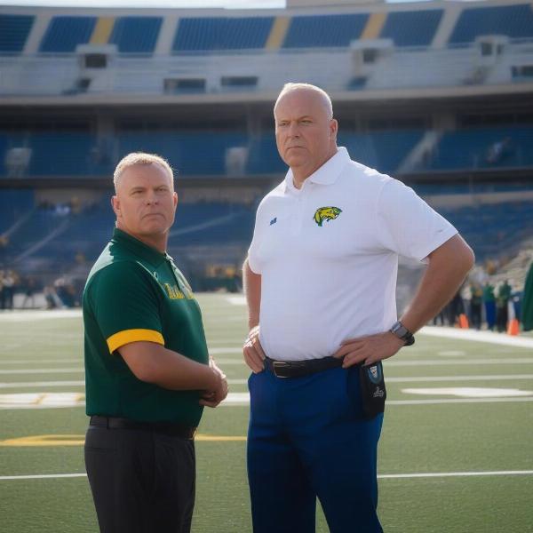 ndsu and sdsu football head coaches on the sideline