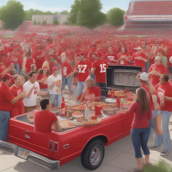 nebraska cornhuskers fans tailgating before a football game