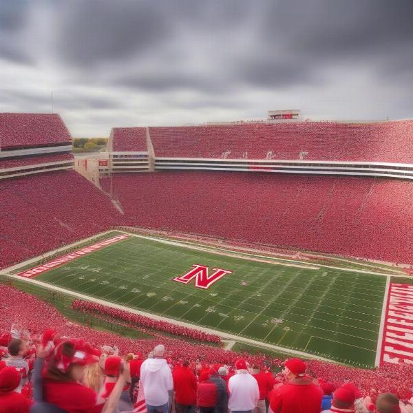 nebraska fans in memorial stadium