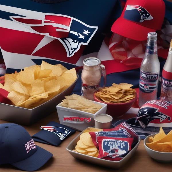 patriots fan gear and snacks for gameday